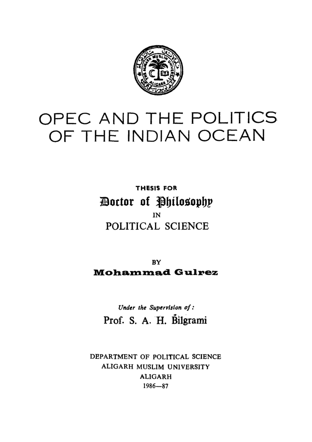 Opec and the Politics of the Indian Ocean