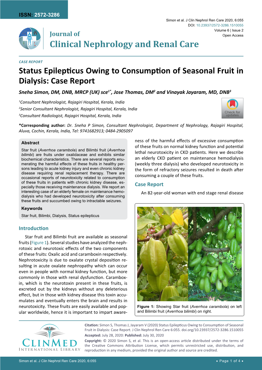 Status Epilepticus Owing to Consumption of Seasonal Fruit In