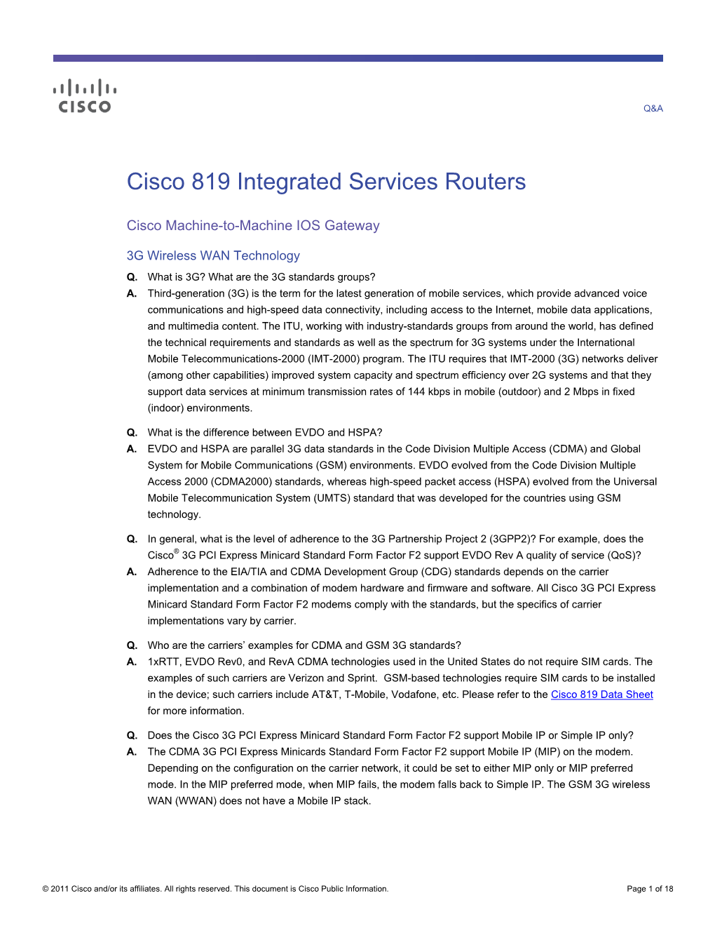 Cisco 819 Series Integrated Services Routers