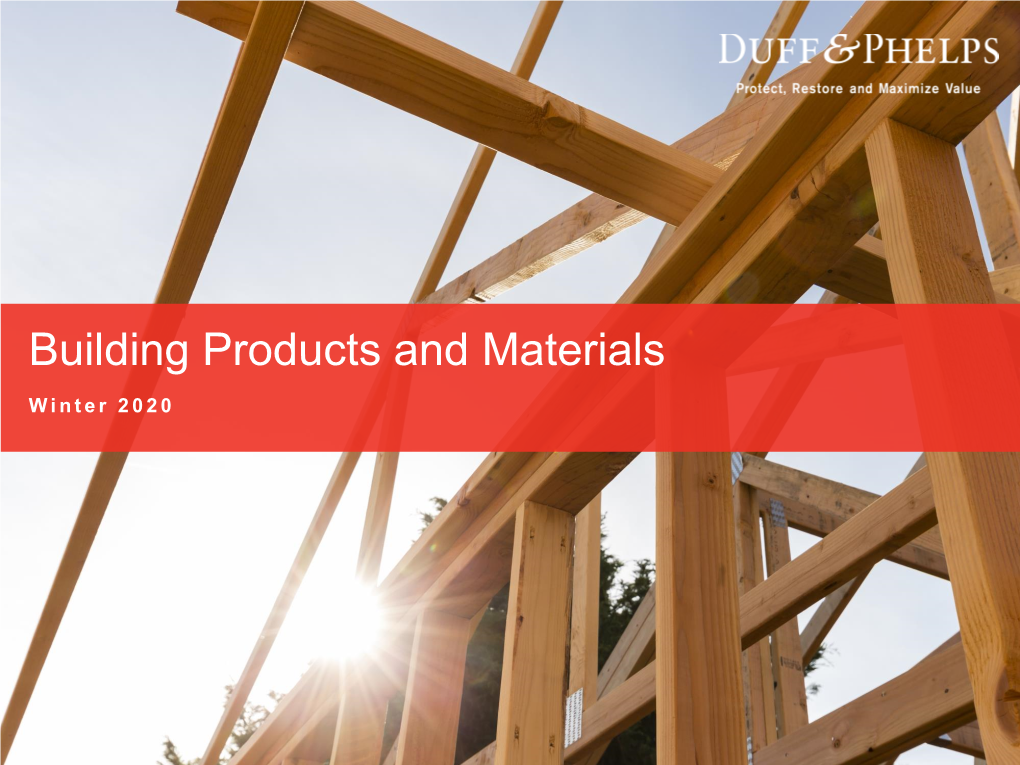 Building Products and Materials Winter 2020