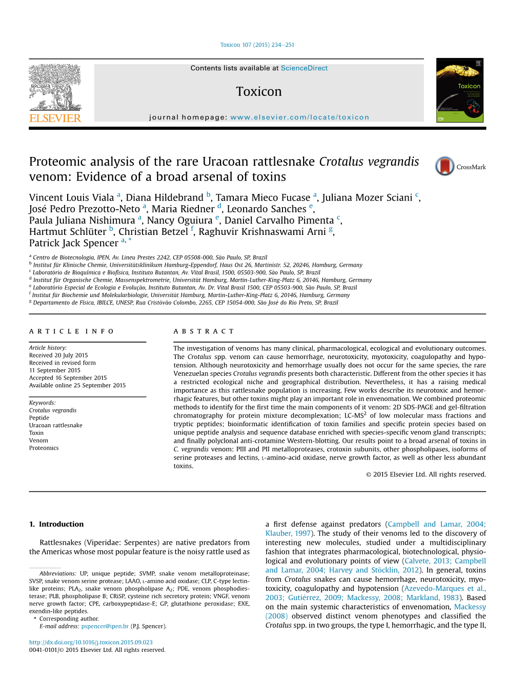 Proteomic Analysis of the Rare Uracoan Rattlesnake Crotalus Vegrandis Venom: Evidence of a Broad Arsenal of Toxins