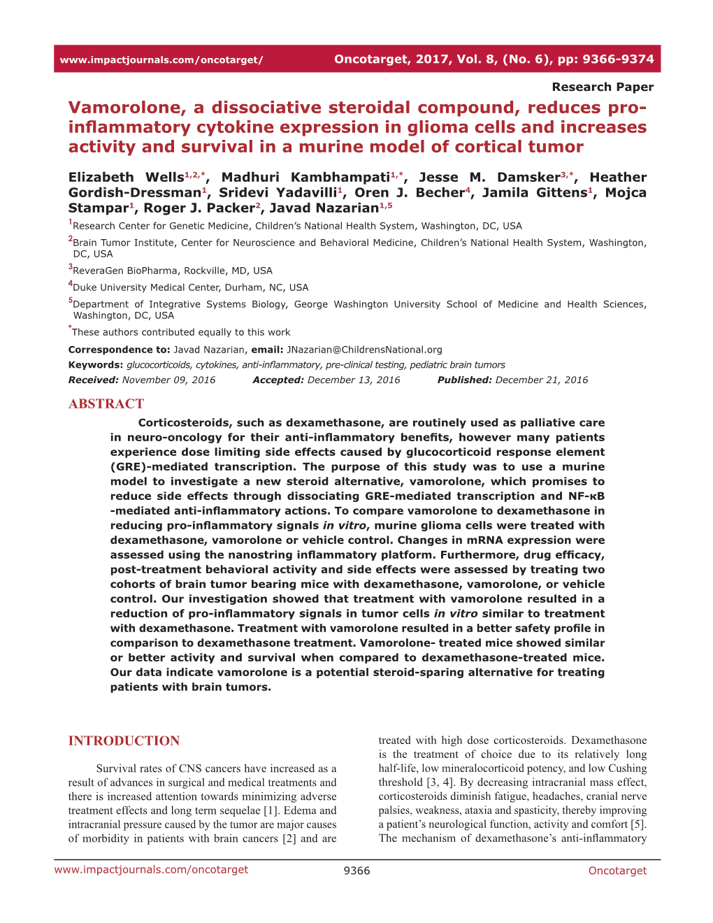 Inflammatory Cytokine Expression in Glioma Cells and Increases Activity and Survival in a Murine Model of Cortical Tumor