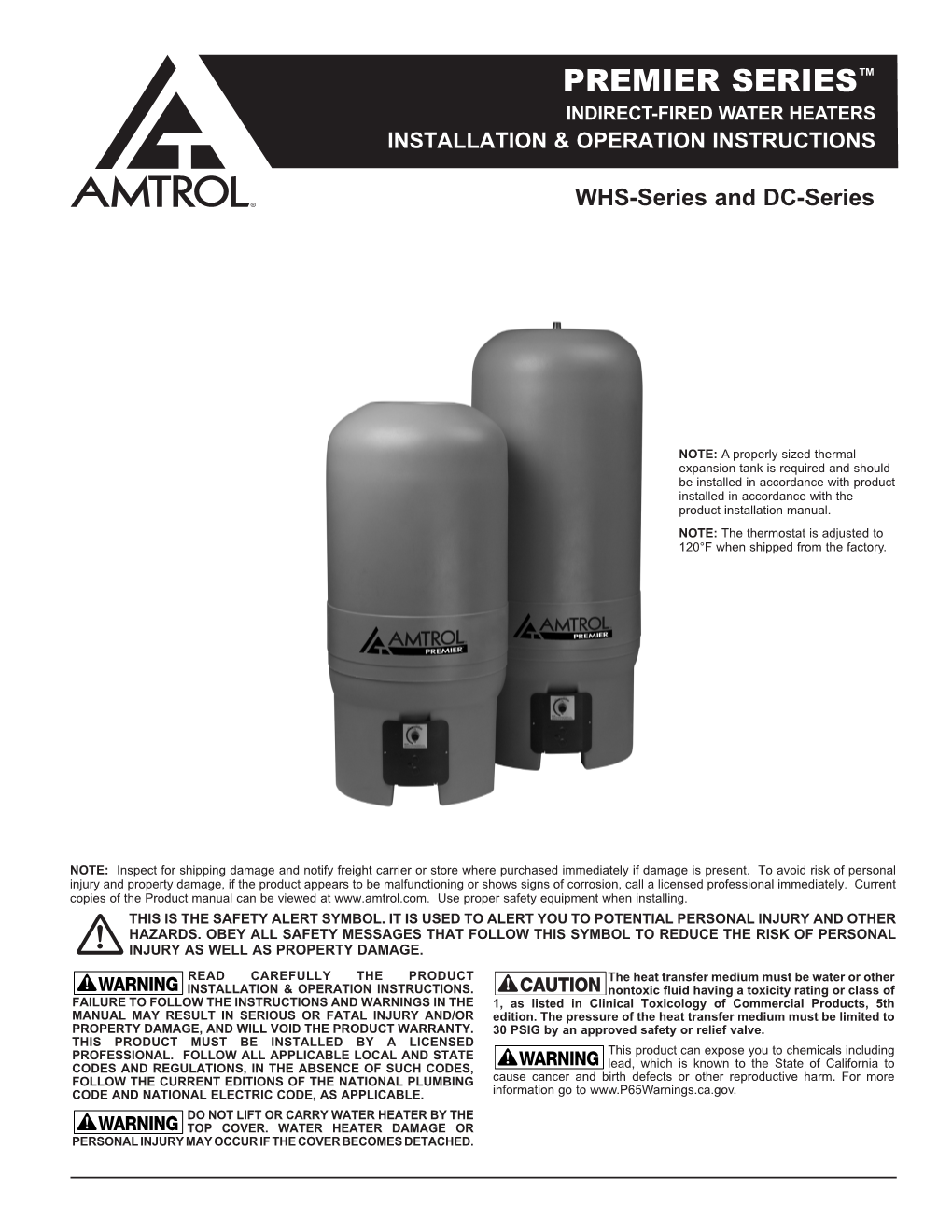 Premier Series™ Indirect-Fired Water Heaters Installation & Operation Instructions