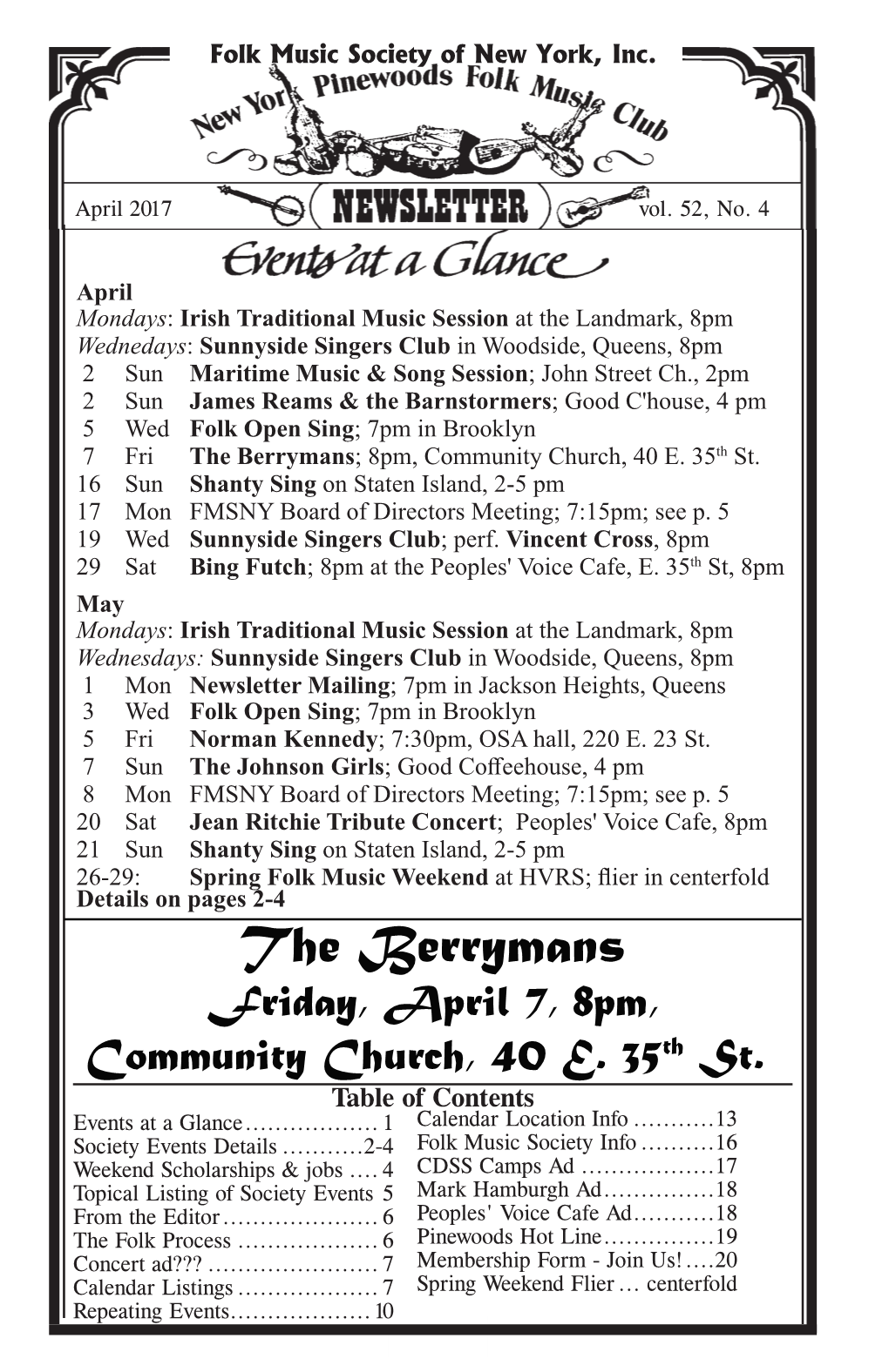 The Berrymans; 8Pm, Community Church, 40 E