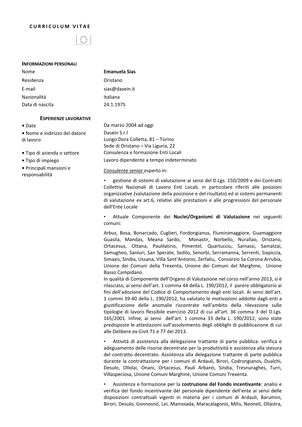 Currculum Sias Europeo Luglio 2014