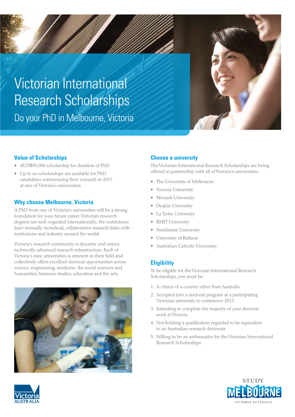 Victorian International Research Scholarships Do Your Phd in Melbourne, Victoria