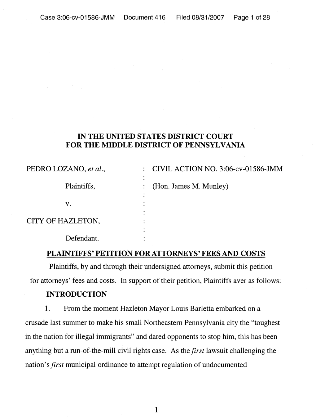 Case 3:06-Cv-01586-JMM Document 41 6 Filed 08/31 12007 Page 1 of 28