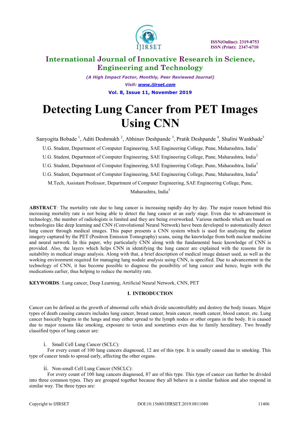 Detecting Lung Cancer from PET Images Using CNN