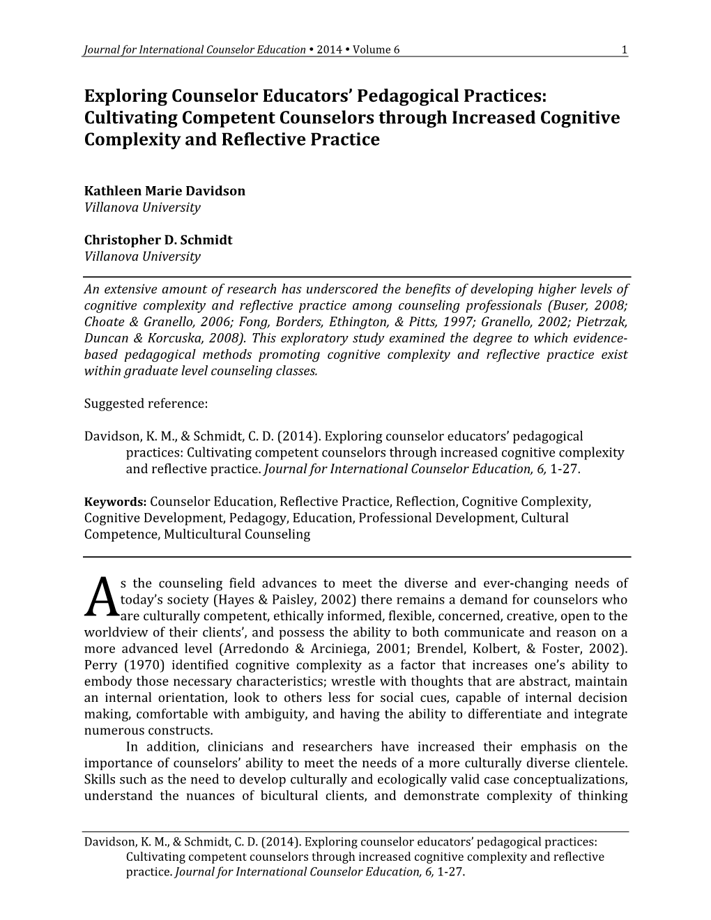 Cultivating Competent Counselors Through Increased Cognitive Complexity and Reflective Practice