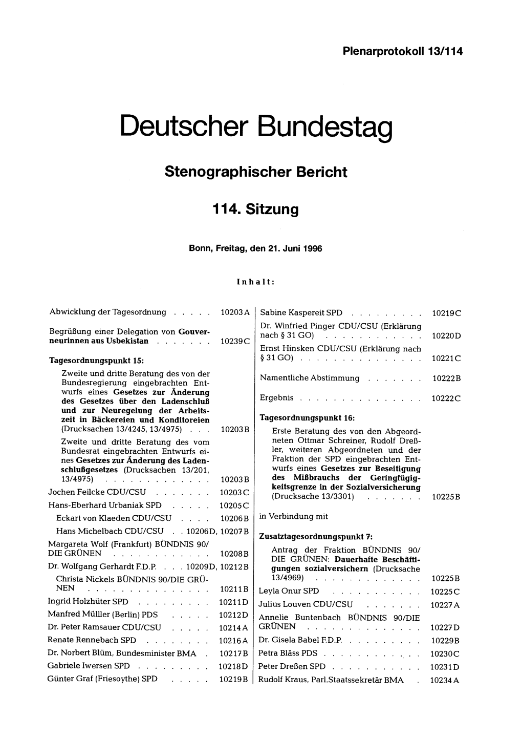 Stenographischer Bericht 114. Sitzung