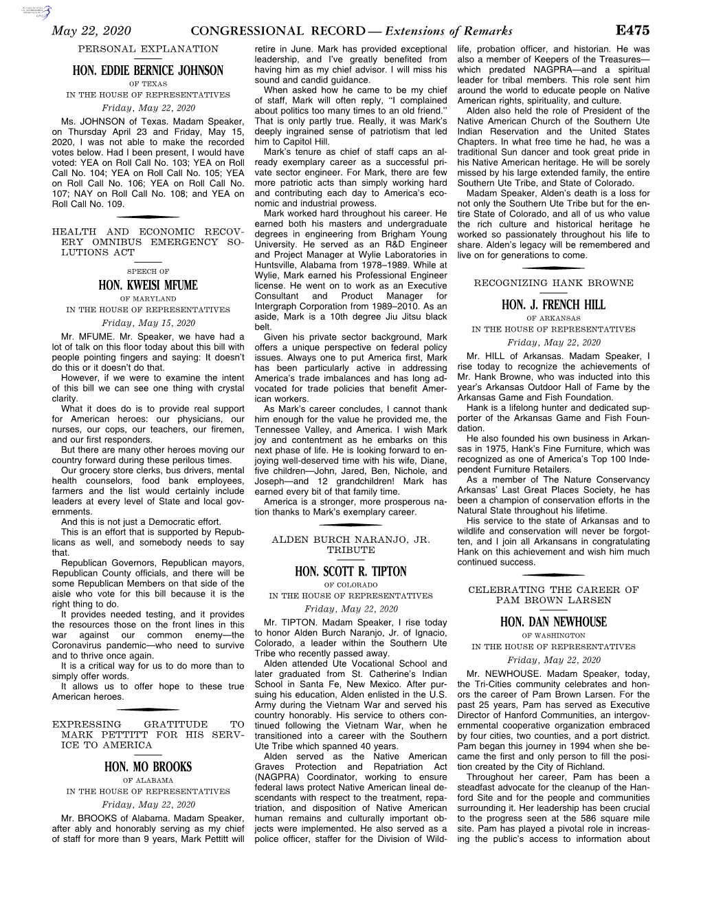 CONGRESSIONAL RECORD— Extensions of Remarks E475 HON