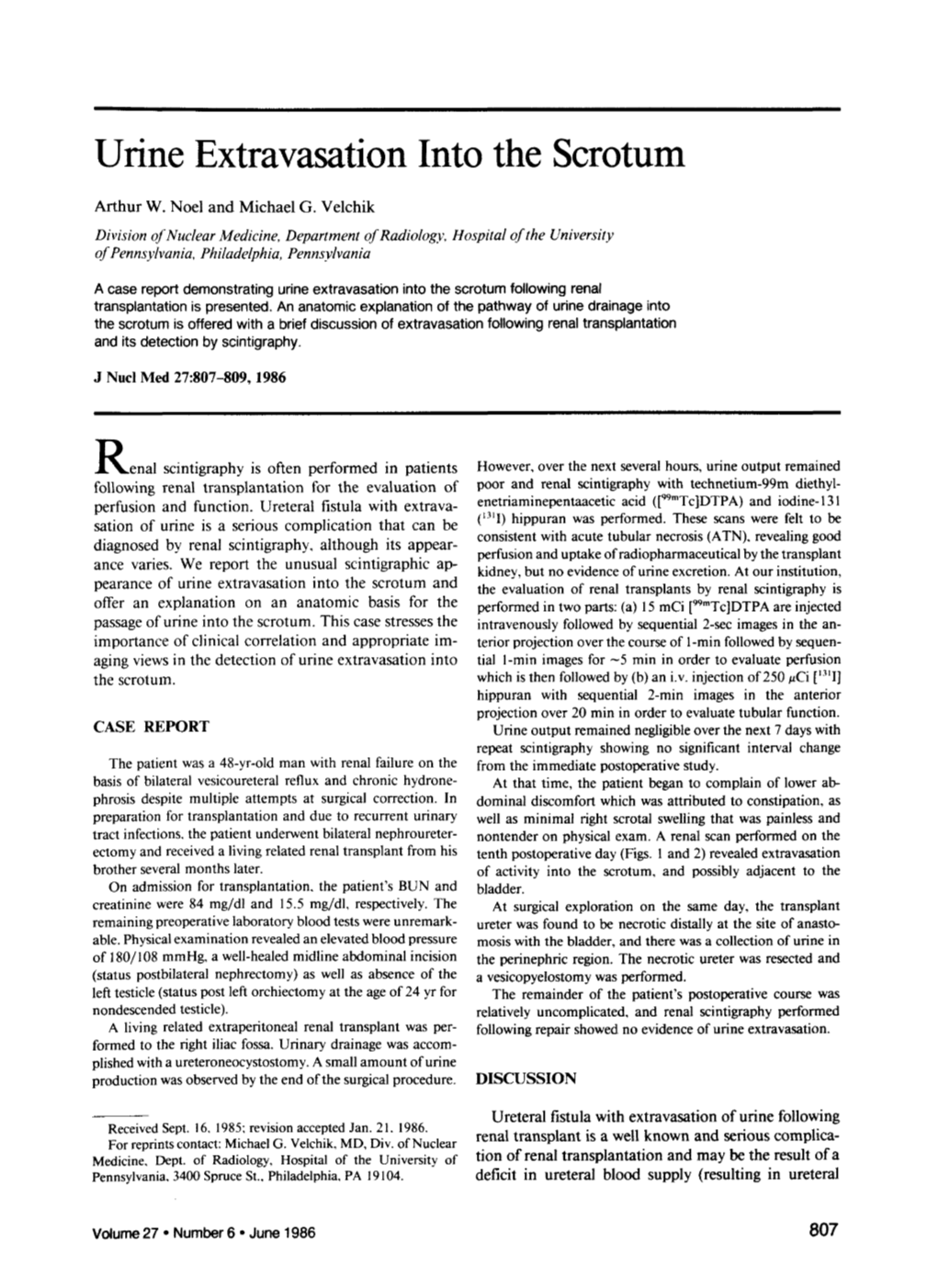 Urine Extravasation Into the Scrotum