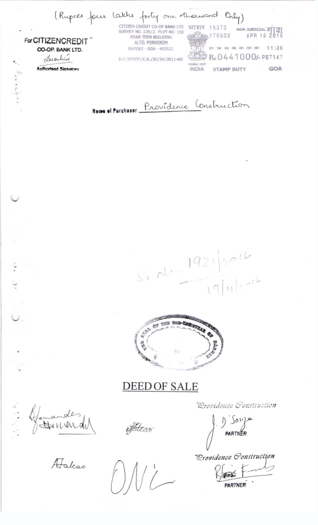 Deed of Sale