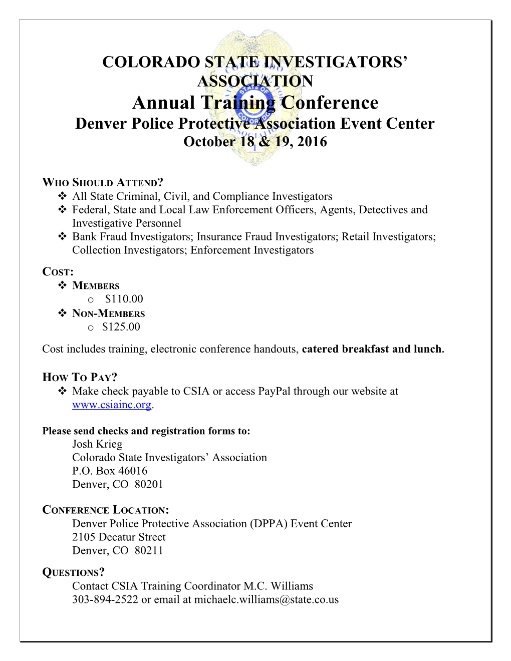 Colorado State Investigators Association