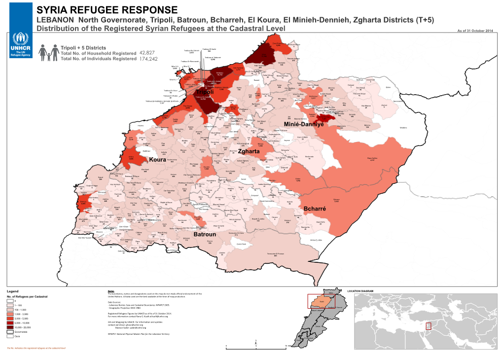 SYRIA REFUGEE RESPONSE LEBANON North Governorate, Tripoli, Batroun, Bcharreh, El Koura, El Minieh-Dennieh, Zgharta Districts (T+5)