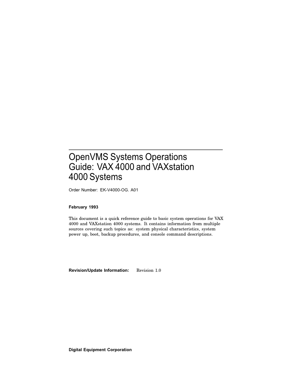 Openvms Systems Operations Guide: VAX 4000 and Vaxstation 4000 Systems