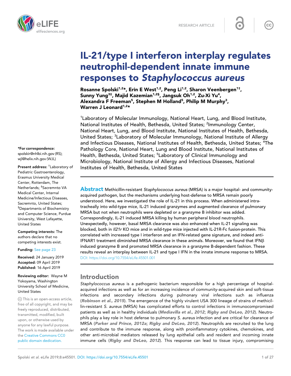 IL-21/Type I Interferon Interplay Regulates Neutrophil-Dependent