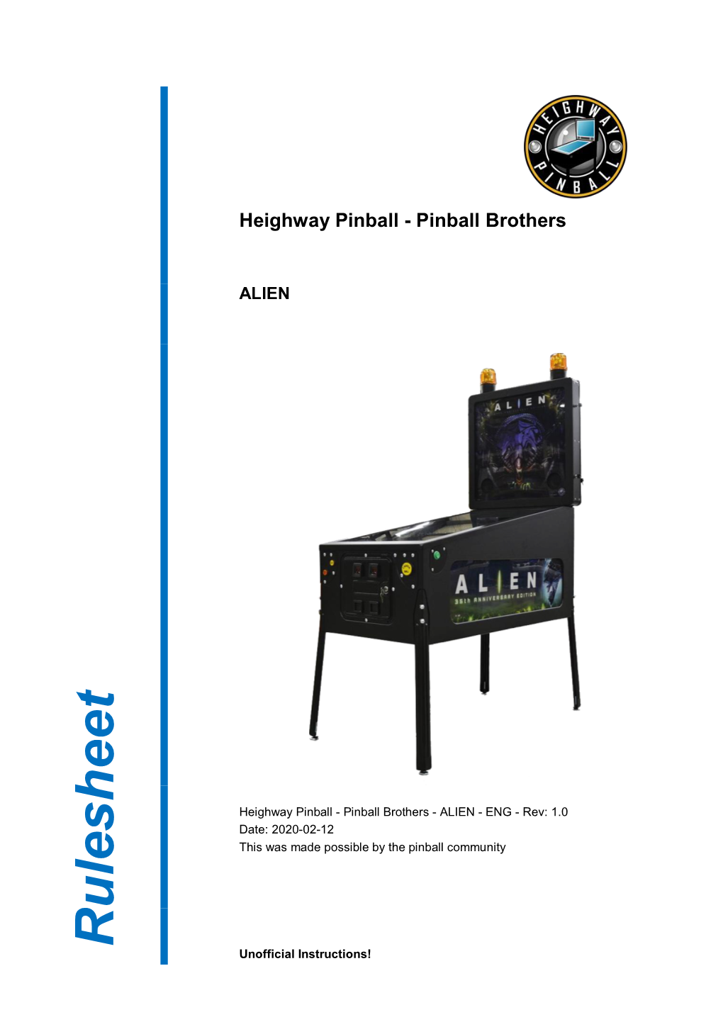 Rulesheet Heighway Pinball