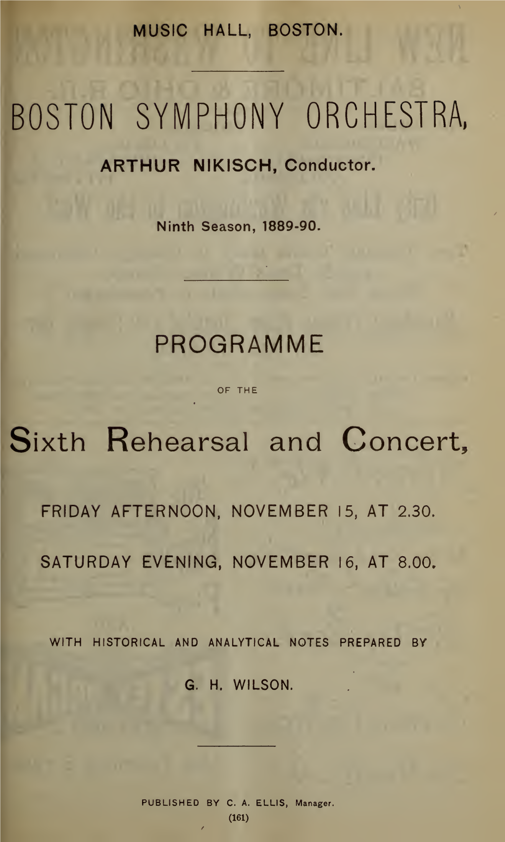 Boston Symphony Orchestra Concert Programs, Season 9, 1889