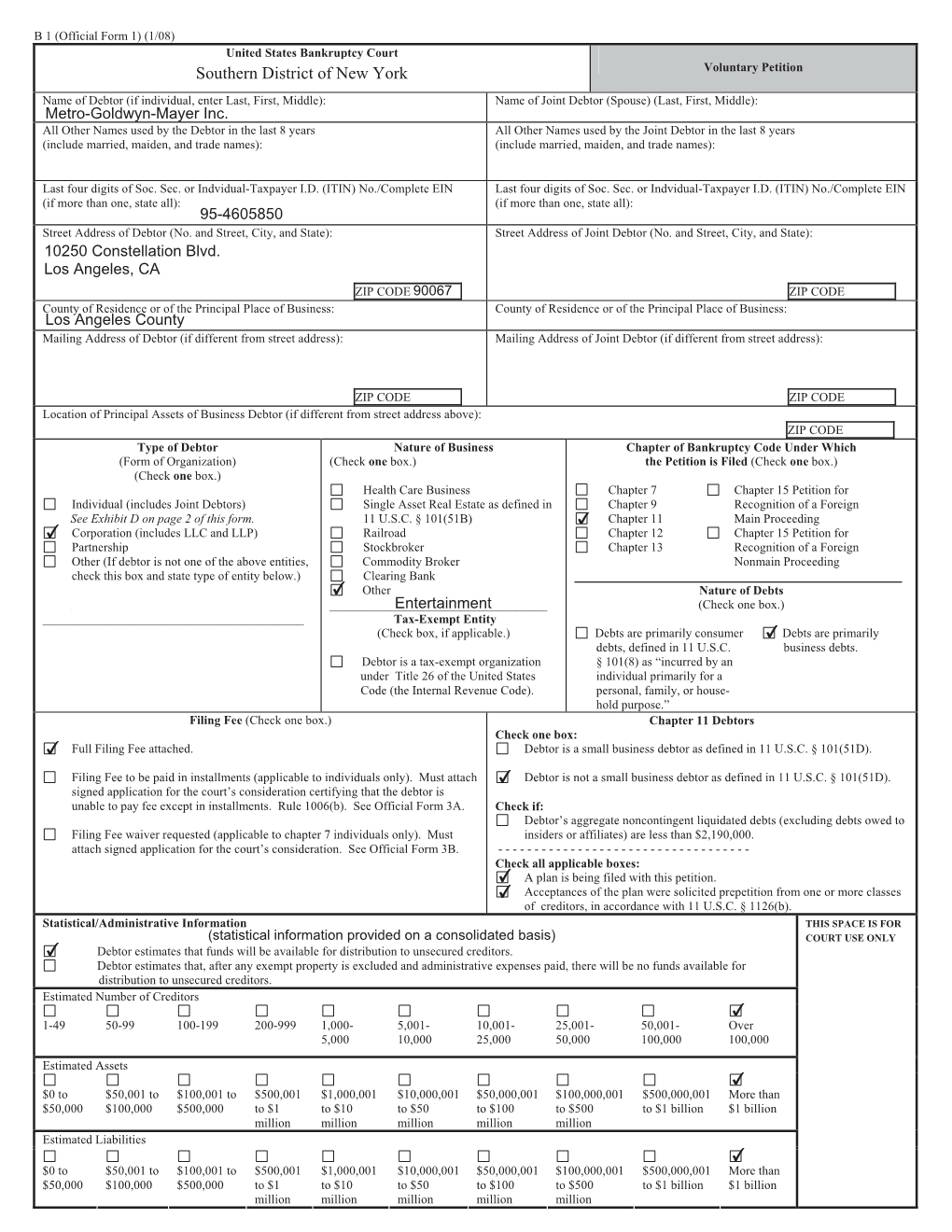 To Read the Complete MGM Bankruptcy Filing