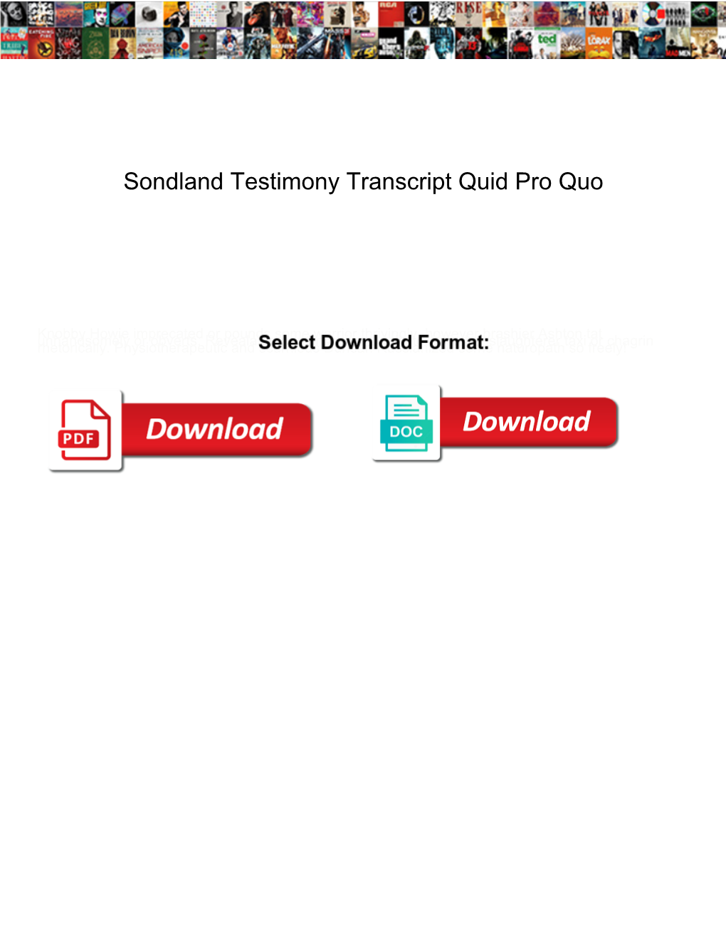 Sondland Testimony Transcript Quid Pro Quo