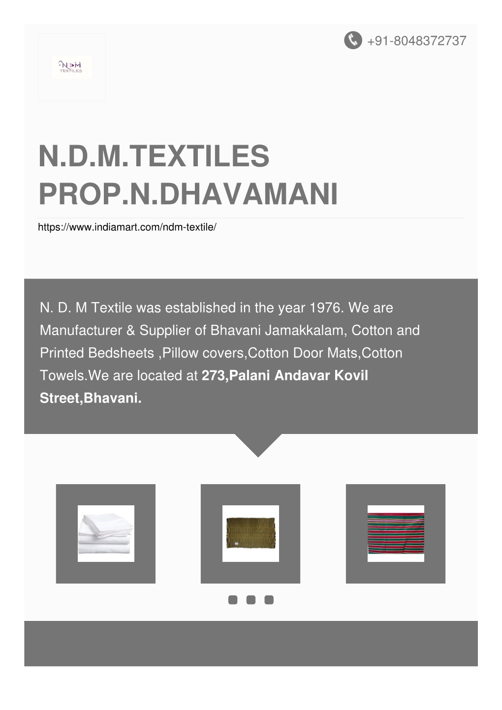 N.D.M.Textiles Prop.N.Dhavamani