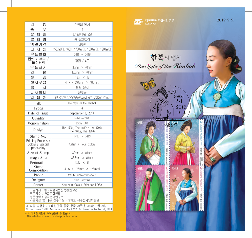 Title the Style of the Hanbok Types 4 Date of Issue