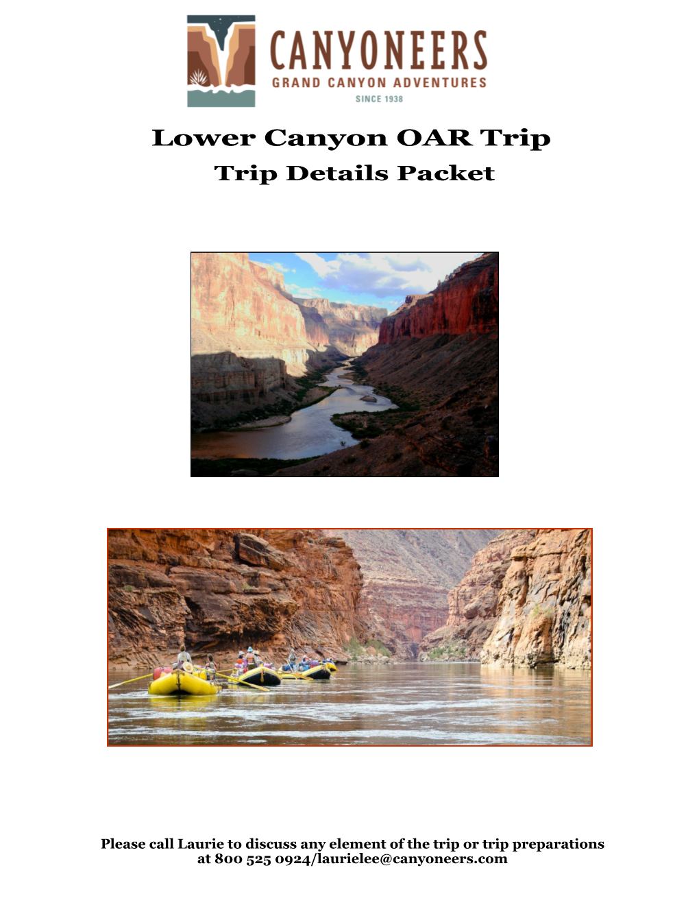 Lower Canyon OAR Trip Trip Details Packet