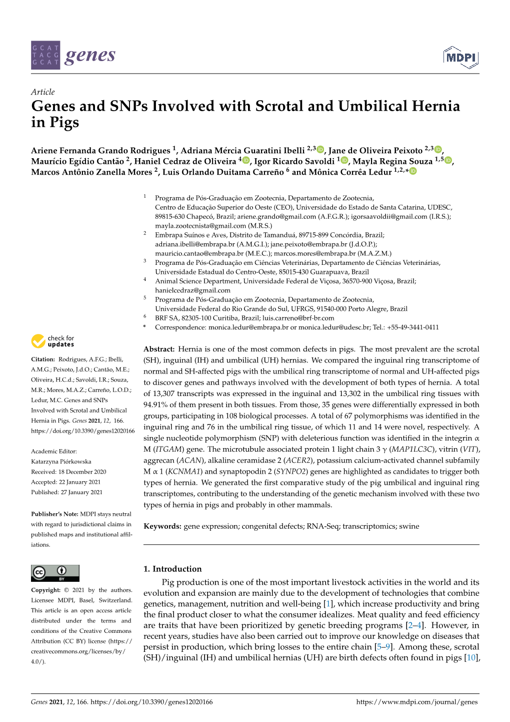 Genes and Snps Involved with Scrotal and Umbilical Hernia in Pigs