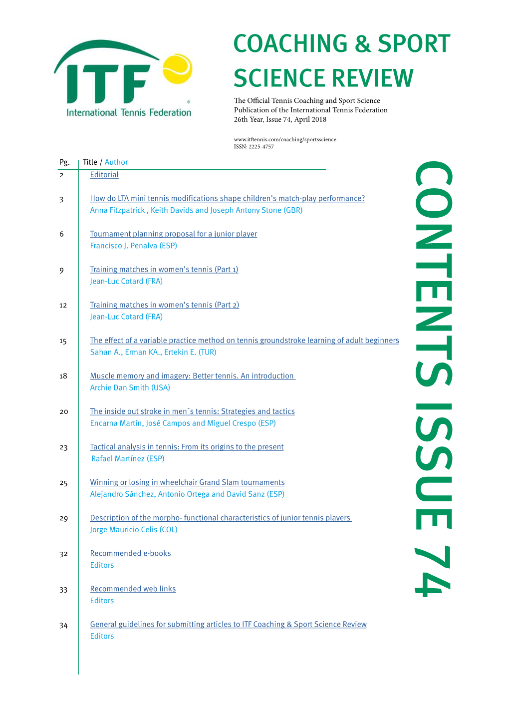 CONTENTS ISSUE 74 2 Editorial