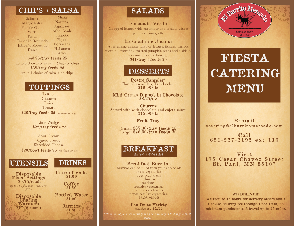 Catering Menu 2019