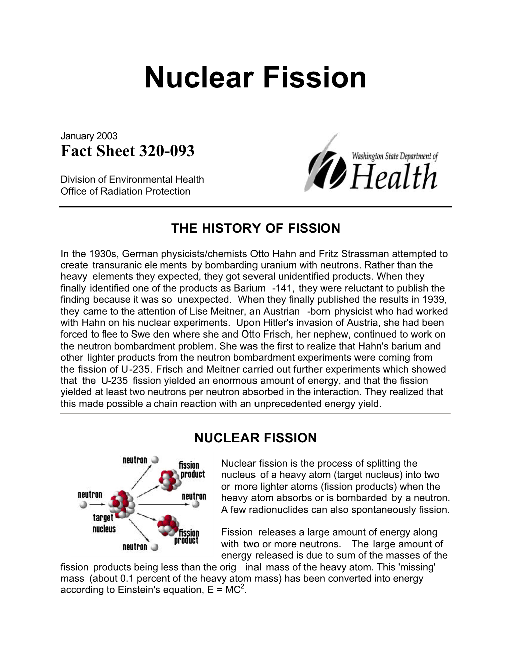 Nuclear Fission Fact Sheet