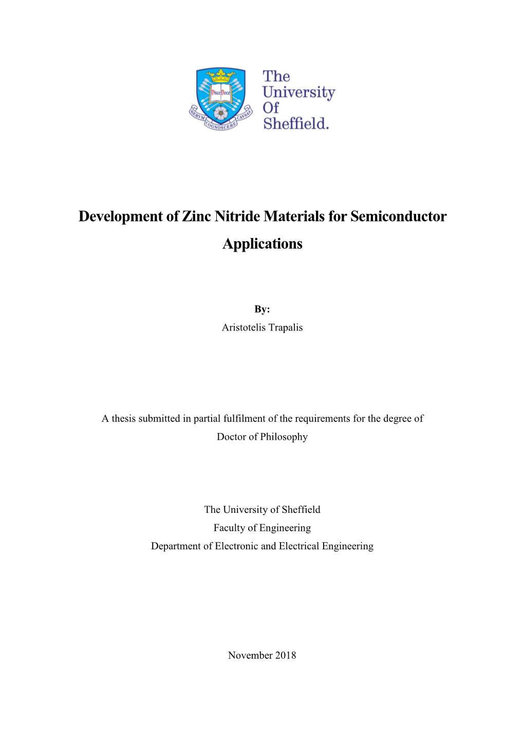 Development of Zinc Nitride Materials for Semiconductor Applications
