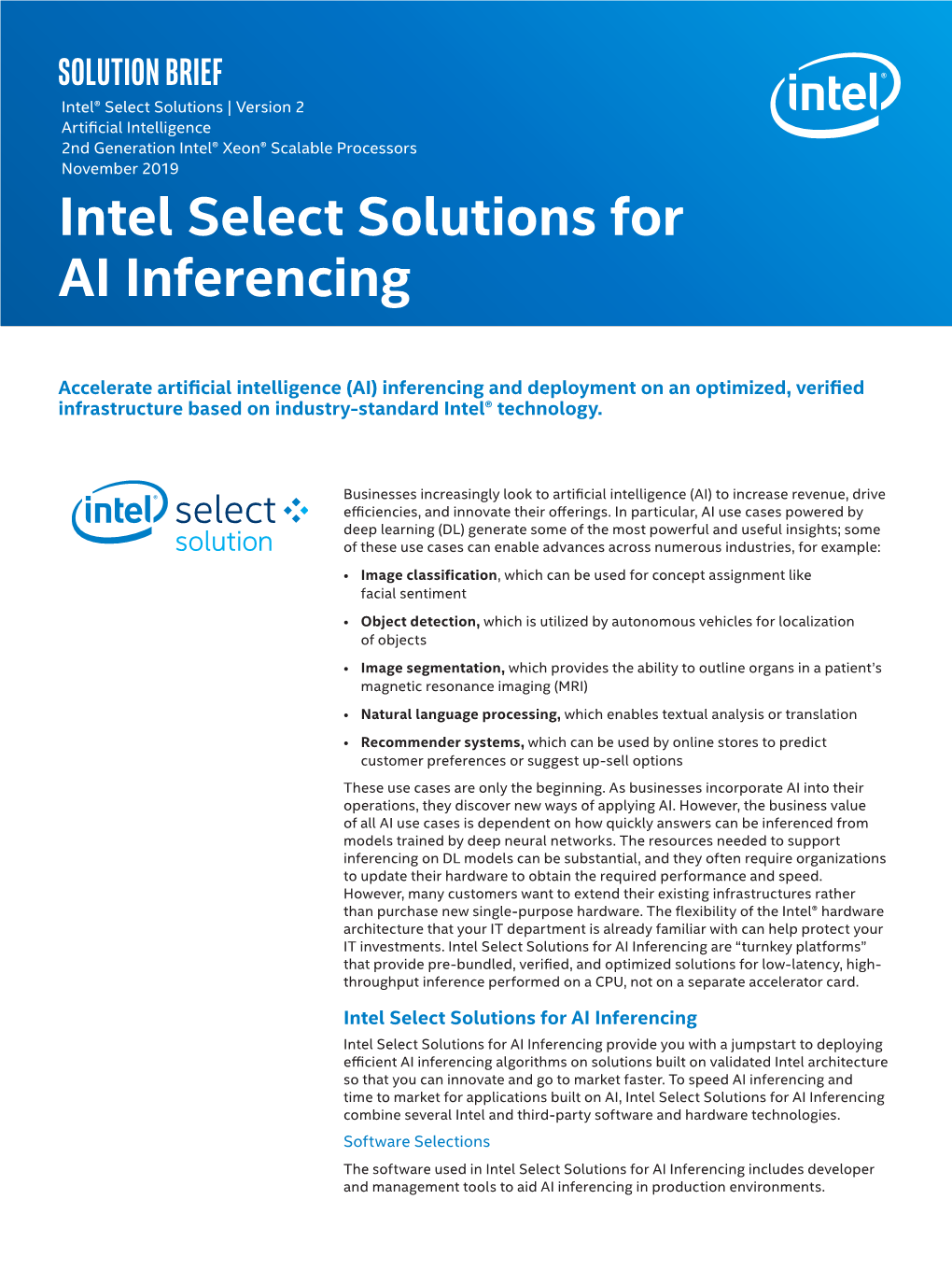 Intel Select Solutions for AI Inferencing