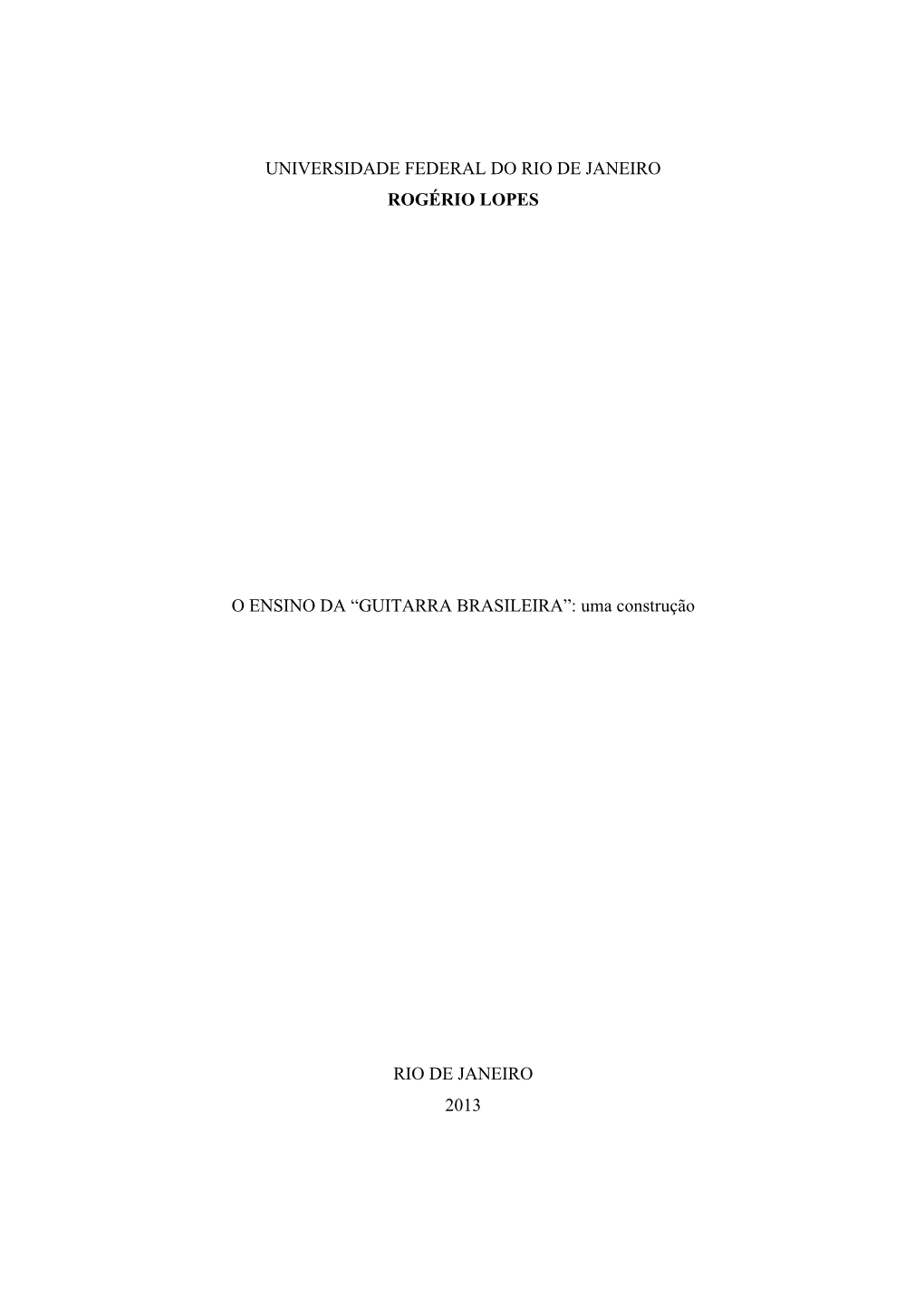 O Ensino Da Guitarra Brasileira Uma Construcao