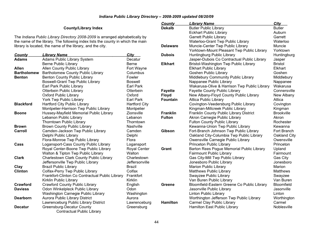 County/Library Index