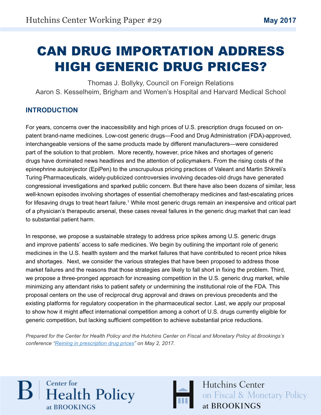 Can Drug Importation Address High Generic Drug Prices?