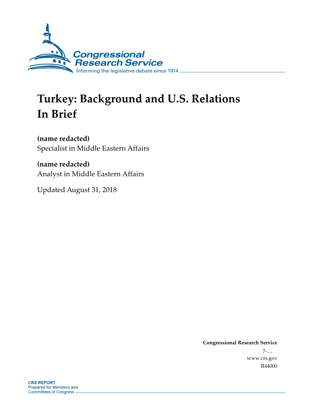 Turkey: Background and U.S. Relations in Brief