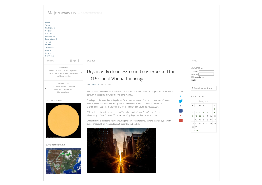 Dry, Mostly Cloudless Conditions Expected for Password Worldwide Flooding Remember Me 2018’S Final Manhattanhenge Log In