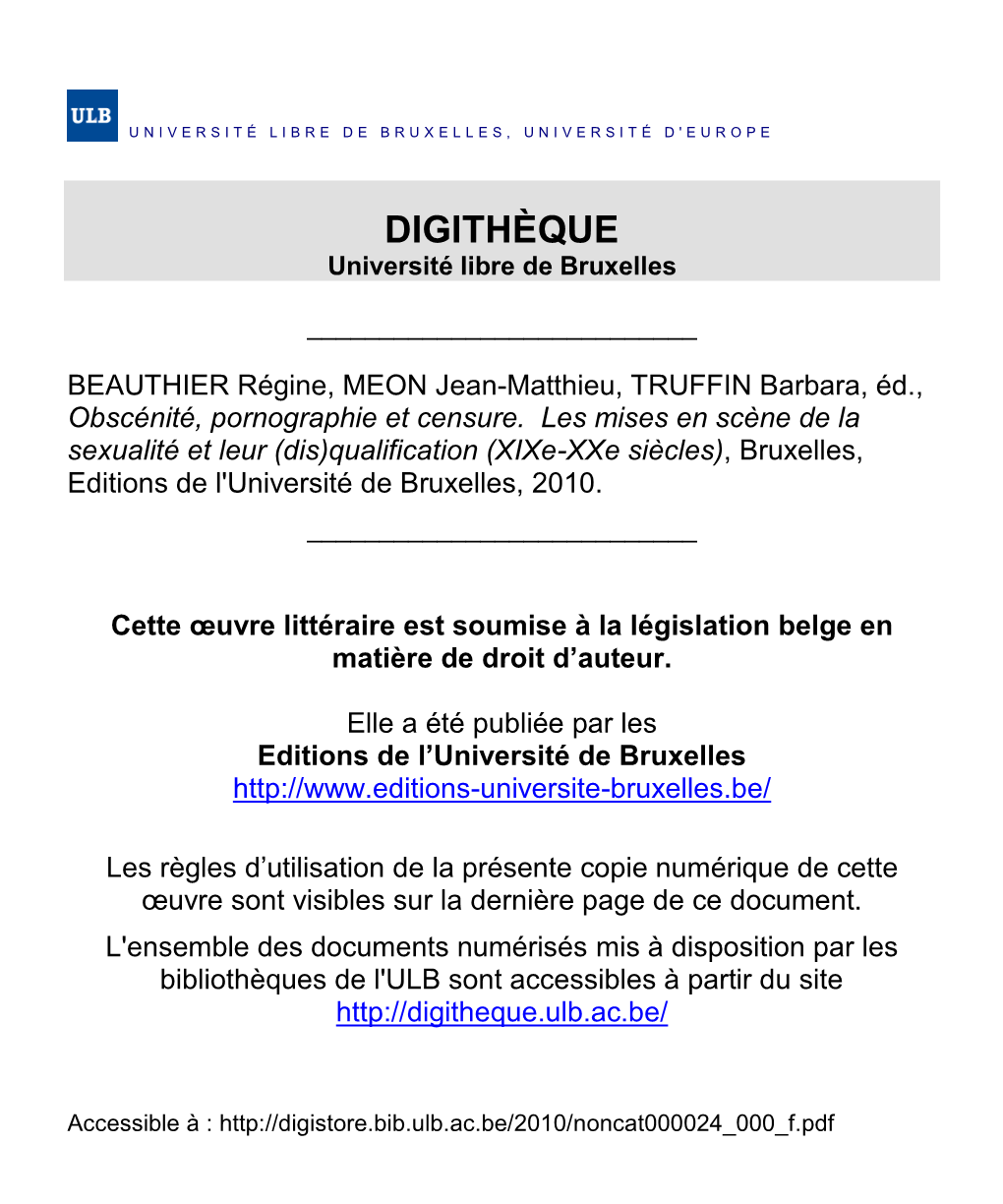 DIGITHÈQUE Université Libre De Bruxelles