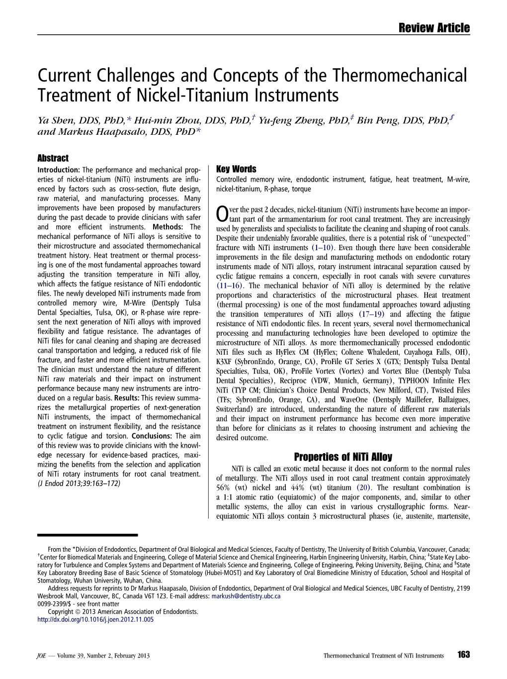 Current Challenges and Concepts of the Thermomechanical Treatment of Nickel-Titanium Instruments