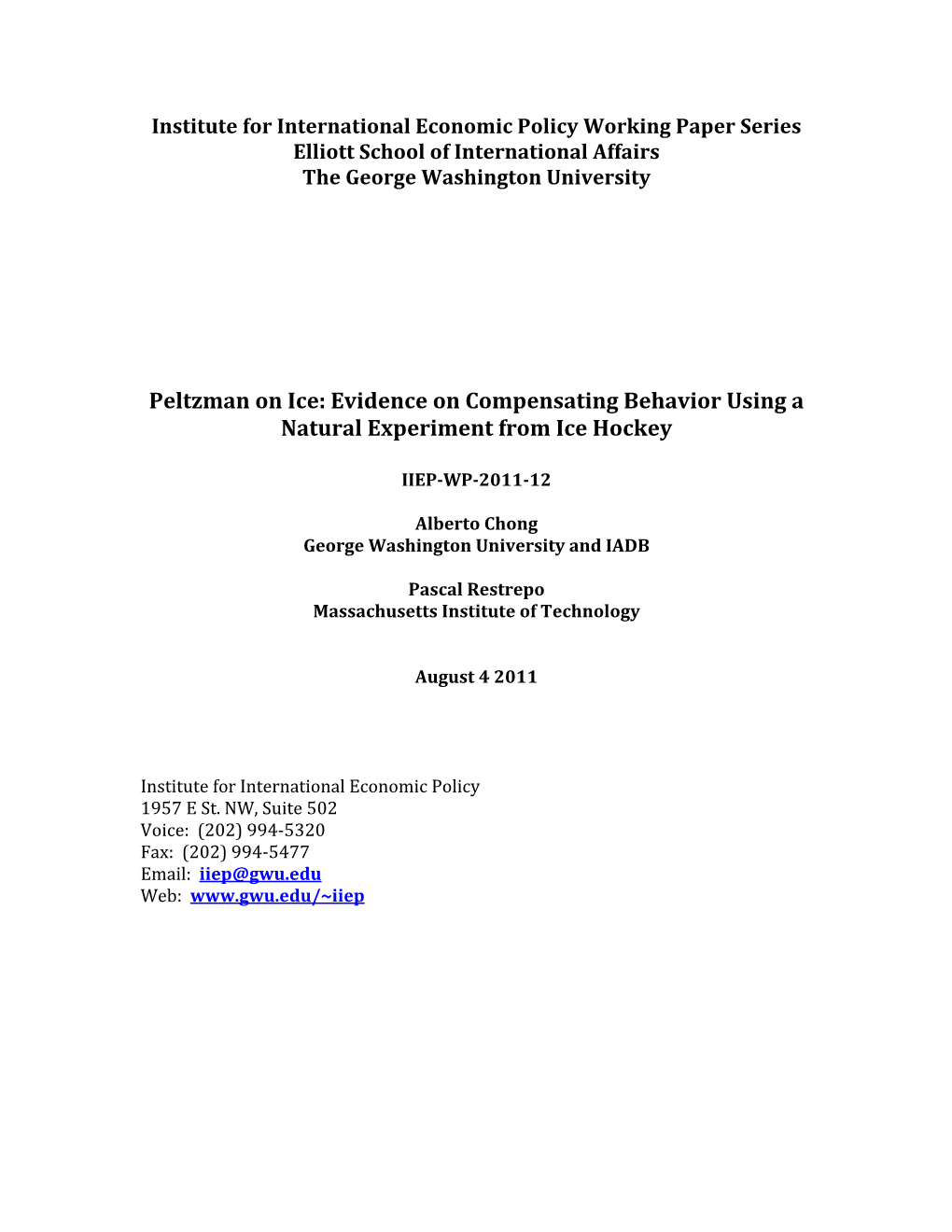 Evidence on Compensating Behavior Using a Natural Experiment from Ice Hockey