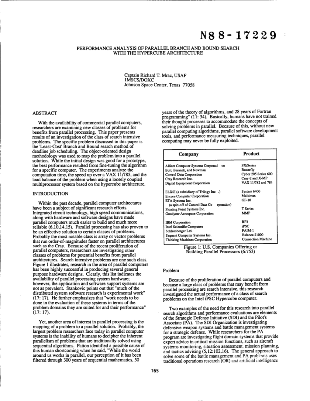 N88- 11229 : Performance Analysis of Parallel Branch and Bound Search with the Hypercube Architecture