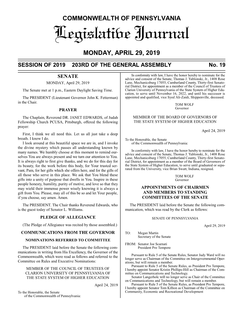 Legislative Journal