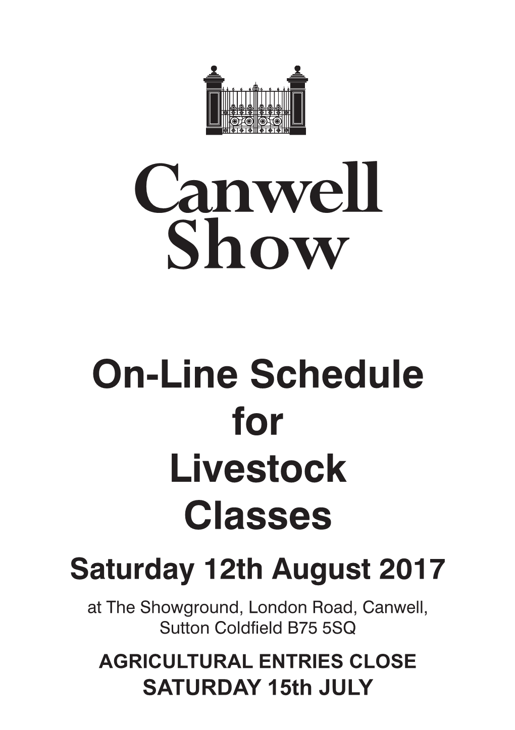 Canwell Show On-Line Schedule for Livestock Classes Saturday 12Th