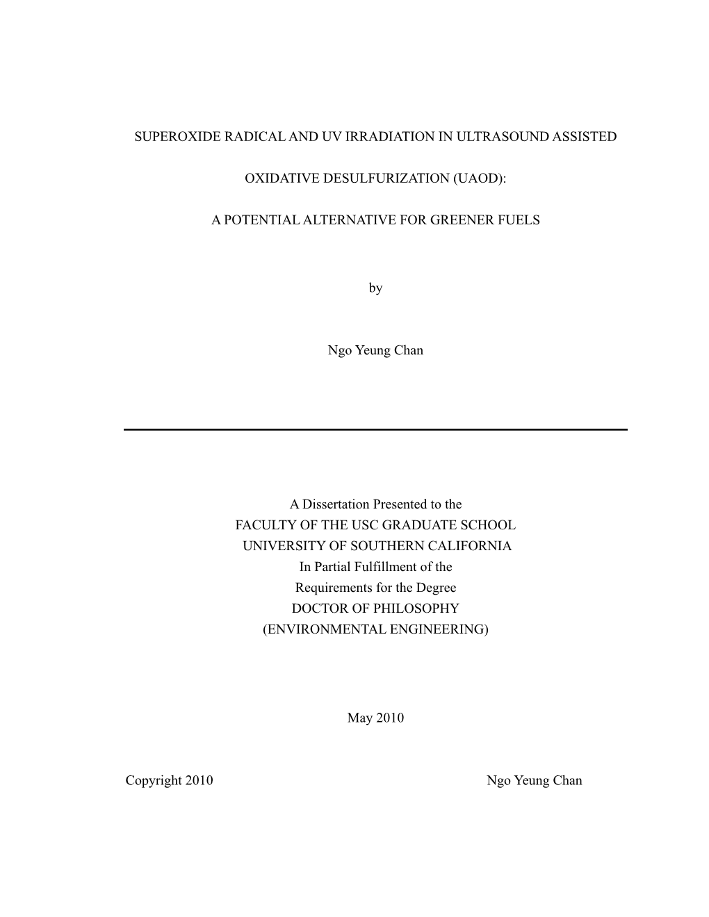 Superoxide Radical and Uv Irradiation in Ultrasound Assisted