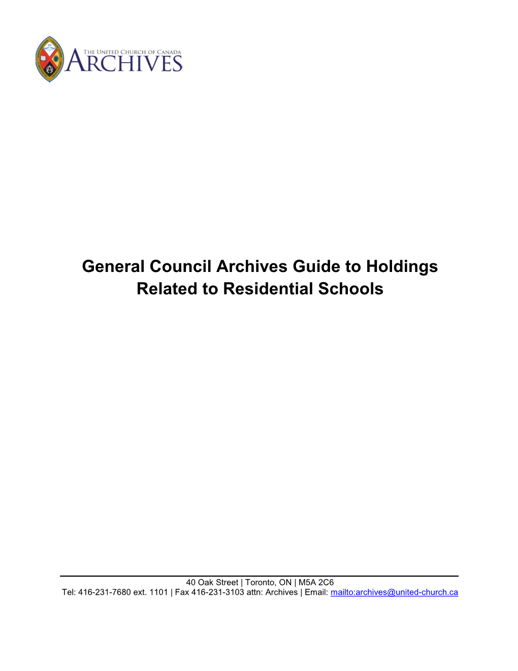 Research Guide to Residential Schools