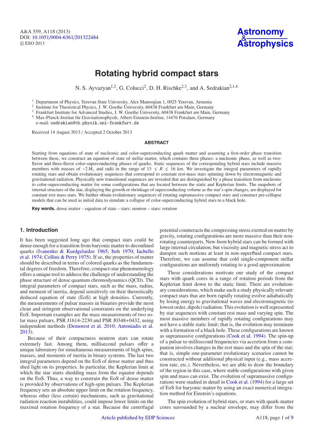 Rotating Hybrid Compact Stars