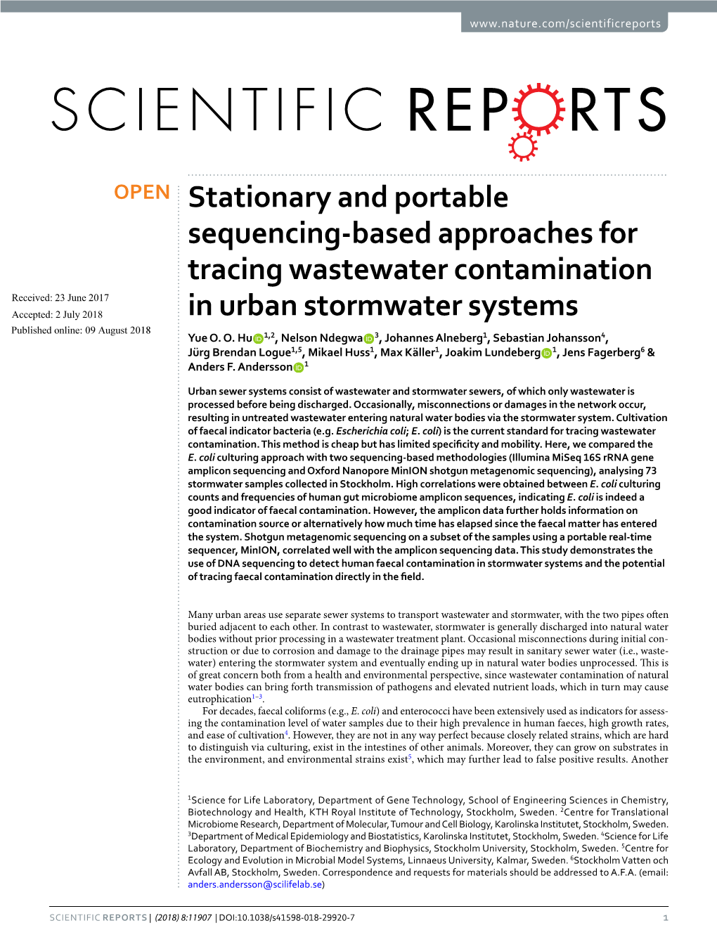 Stationary and Portable Sequencing-Based Approaches For