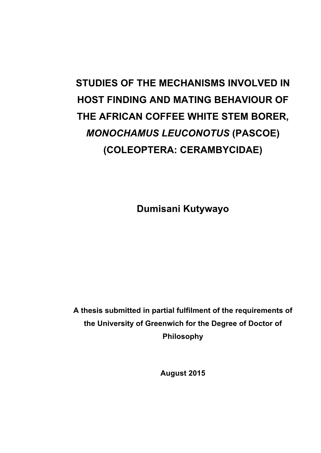 Studies of the Mechanisms Involved in Host Finding And